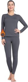 img 4 attached to Subuteay Women's V-Neck Thermal Underwear Long Johns Sets 👚 with Fleece Lined Top & Leggings - Ultra Soft and Warm