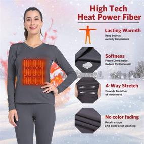 img 2 attached to Subuteay Women's V-Neck Thermal Underwear Long Johns Sets 👚 with Fleece Lined Top & Leggings - Ultra Soft and Warm