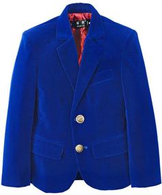 img 3 attached to 🧥 YuanLu Boys Single-Breasted Velvet Blazer: Elegant Royal Blue, Black, Burgundy, and Red Options