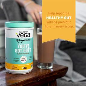 img 2 attached to Vega Hello Wellness Gut-Friendly Blender Free Smoothie, Choco Cinnamon Banana (14 Servings, 14.3oz) - Plant-Based Vegan Protein Powder with 5g Prebiotic Fiber, Zero Added Sugar