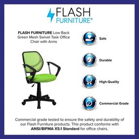 img 1 attached to 🪑 Comfortable and Functional Low Back Green Mesh Swivel Task Office Chair with Arms by Flash Furniture