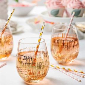 img 2 attached to Party Perfect: 200-Pack Biodegradable Pink & Gold Paper Drinking Straws – Multi-Pattern Fun