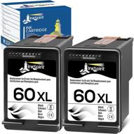 inkspirit 2 pack remanufactured hp 60 60xl black ink cartridge replacement - compatible with photosmart c4680 c4780 c4795 d110a deskjet f4480 d2530 f4280 f4580 f2430 envy 120 100 110 114 printer logo