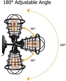 img 1 attached to Enhance Your Space with 2 Pack Industrial Plug in Wall Sconces, Vintage Wire Cage Design, Adjustable Cord - Ideal for Bedroom, Porch, Bathroom