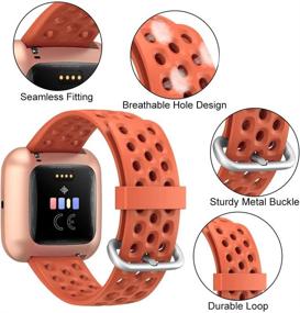 img 3 attached to Браслеты CAVN Sport совместимые с Fitbit Versa 2/Versa/Versa Lite 🍊 - Мягкий водонепроницаемый дышащий силиконовый ремешок для замены умных часов, оранжевый, размер S (5,1-7,9 дюймов)