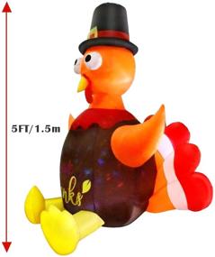 img 1 attached to GEJRIO 5FT Christmas Inflatable Turkey with Pilgrim Hat, Built-in Rotating LED Colorful Lights, Autumn Decor for Outdoor and Indoor, Lighted Holiday Yard Lawn Decoration
