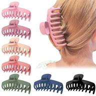 💇 laza 7 packs 4 inch large hair claw clips with strong grip & clamp | hair catch barrettes | 7 colors available | ideal for women and girls with all hair types (thin & thick) logo