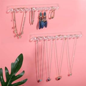 img 2 attached to 📌 Clear Wall Mounted Necklace Hanger Jewelry Display Organizer - 12 Diamond Shape Hooks for Earrings, Necklaces, and Bracelets - Ideal Holder for Jewelry Accessories (Pack of 2)