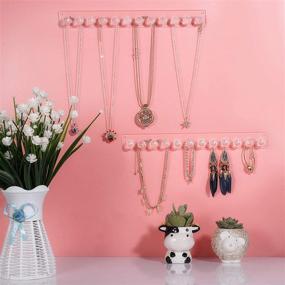 img 3 attached to 📌 Clear Wall Mounted Necklace Hanger Jewelry Display Organizer - 12 Diamond Shape Hooks for Earrings, Necklaces, and Bracelets - Ideal Holder for Jewelry Accessories (Pack of 2)