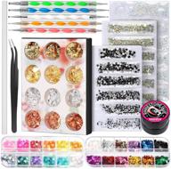 trendy nail rhinestones and glue kit: teenitor nail rhinestone set with art diamonds, glue, foil flakes, and sequins for stunning crystal nails logo