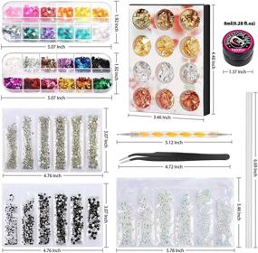 img 3 attached to Trendy Nail Rhinestones and Glue Kit: Teenitor Nail Rhinestone Set with Art Diamonds, Glue, Foil Flakes, and Sequins for Stunning Crystal Nails