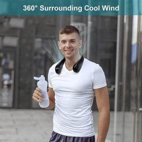 img 3 attached to 💨 IREENUO Portable Neck Fan - Bladeless Hands-Free Neckband Fan with 3 Speeds, Surround Necklace USB Rechargeable Cooling Hanging Fan for Travel, Sports, and Office (Black)