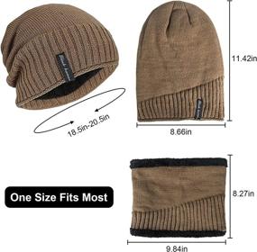 img 3 attached to Cozy 2 PCS Winter Beanie Hat and Scarf Set: Warm, Fleece Lined Men's Slouchy Skull Cap & Neck Warmer