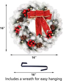 img 1 attached to 🎄 16-Inch Pre-lit Christmas Wreath with 40 LED Lights - Winter Decorations for Front Door, Window or Indoor Use