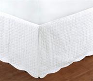 🛏️ quilted white bed skirt dust ruffle: matelasse tailored design with 16" drop, queen size logo