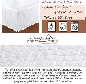 img 2 attached to 🛏️ Quilted White Bed Skirt Dust Ruffle: Matelasse Tailored Design with 16" Drop, Queen Size