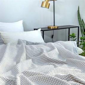 img 1 attached to Sofila Waffle Weave Thermal Blanket 100% Cotton | Reversible, Premium Soft Warm Comfort for 🛏️ Bed, Couch, Sofa | All Season Decor, King Size (92 x 106 inches) | Light Grey
