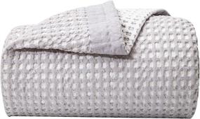 img 4 attached to Sofila Waffle Weave Thermal Blanket 100% Cotton | Reversible, Premium Soft Warm Comfort for 🛏️ Bed, Couch, Sofa | All Season Decor, King Size (92 x 106 inches) | Light Grey