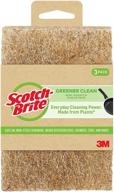 scotch-brite greener clean natural fiber non-scratch scour pad, 50% agave plant scrubbing fibers, 3 count (pack of 4) logo