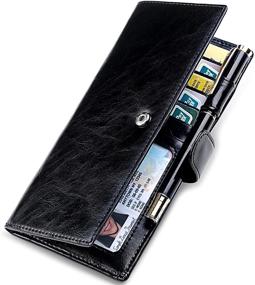 img 4 attached to Huztencor Women's RFID Blocking Genuine Leather Wallet Clutch Organizer Checkbook Holder - Plus Size