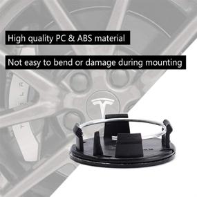 img 1 attached to 🔴 Red ROCCS Aero Wheel Cap Kit with Center Logo Emblem Modification Hub Cover, including Hub Nut Cap and Lug Nut Cover for Tesla Model 3 S X