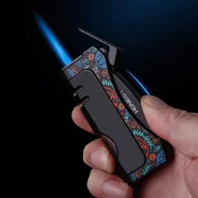 img 2 attached to 🔥 GOLDNCONN Jet Torch Cigar Lighter – Windproof Butane Fuel Cigarette Lighter with Cigar Punch Cutter (Black)" (TL-Black)