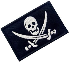 img 1 attached to 🏴 Glow-in-the-Dark Pirate Flag Applique Hook & Loop Patch for Military Morale Enhancement