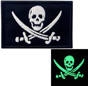 img 3 attached to 🏴 Glow-in-the-Dark Pirate Flag Applique Hook & Loop Patch for Military Morale Enhancement