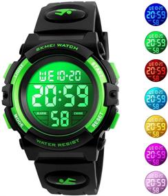 img 3 attached to 👦 Boys Watch: Multifunctional Chronograph Kids Watch with 7 LED Colors, Waterproof and Silicone Band for Ages 5-15