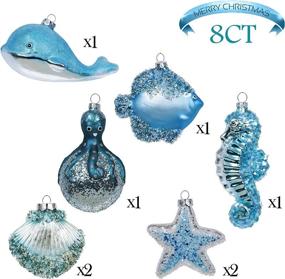 img 3 attached to Valery Madelyn 8ct Twinkling Ocean Silver and Blue Glass Christmas Ball Ornaments Decor, Xmas Tree Ornaments for Xmas Decoration