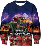 🦖 lovekider dinosaur christmas sweater sweatshirt - boys' fashion hoodies & sweatshirts logo