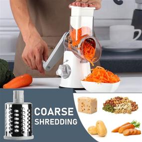 img 2 attached to KEOUKE Rotary Handheld Grater Slicer - Vegetable Cheese Shredder with Stainless Steel Peeler (White): The Perfect Kitchen Companion