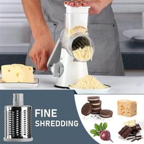 img 3 attached to KEOUKE Rotary Handheld Grater Slicer - Vegetable Cheese Shredder with Stainless Steel Peeler (White): The Perfect Kitchen Companion