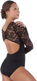 img 1 attached to Girls Plunge Sleeve Leotard Black