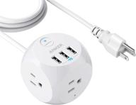 anker power strip with usb and 8 ft extension cord - powerport cube usb with 3 outlets and 3 usb ports, portable design, overload protection for iphone xs/xr - compact for travel, cruise ship, and office logo