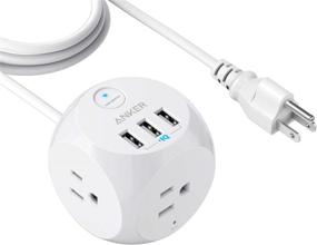img 4 attached to Anker Power Strip with USB and 8 ft Extension Cord - PowerPort Cube USB with 3 Outlets and 3 USB Ports, Portable Design, Overload Protection for iPhone Xs/XR - Compact for Travel, Cruise Ship, and Office
