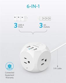 img 3 attached to Anker Power Strip with USB and 8 ft Extension Cord - PowerPort Cube USB with 3 Outlets and 3 USB Ports, Portable Design, Overload Protection for iPhone Xs/XR - Compact for Travel, Cruise Ship, and Office