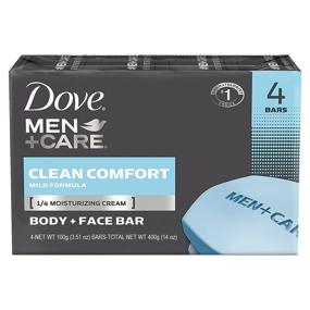 img 4 attached to 🧼 Мыло Dove Men Care Body + Face Bar: Чистый комфорт, нежная формула, 4 пластины (3.51 унции/100 г) - поистине мягкое очищение.