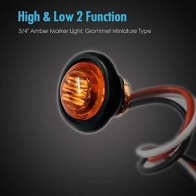 img 3 attached to 🌟 TCTAuto 3/4" Amber Round LED Marker Stop Turn Signal Light Rubber Grommet Miniature Type - Pack of 10: Dual Function High & Low Intensity with 3-Wire!