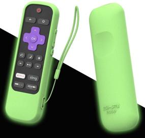 img 4 attached to SIKAI Silicone Case Cover For Roku Voice Remote RCAL7R Shockproof Protective Skin For Sharp Roku TV Voice Remote With Power And Mute Button Kids-Friendly Anti-Lost With Remote Loop (Glow Green)