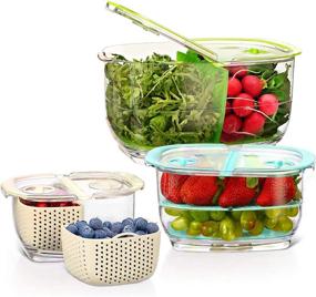 img 4 attached to 🍎 Organize Your Fridge with LUXEAR Fresh Produce Storage Containers: BPA-Free, 3-Piece Set for Fruits, Vegetables, Meat, and Fish