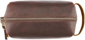 img 3 attached to 🧳 Premium 8" Genuine Leather Dutton Dopp Kit with Waterproof Lining - Ideal Travel Toiletry Bag by Motivgear (Medium Roast Brown)