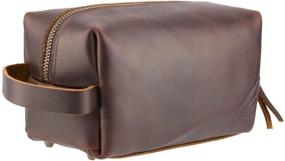 img 4 attached to 🧳 Premium 8" Genuine Leather Dutton Dopp Kit with Waterproof Lining - Ideal Travel Toiletry Bag by Motivgear (Medium Roast Brown)