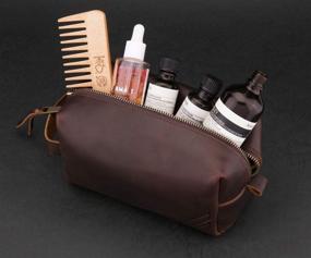 img 2 attached to 🧳 Premium 8" Genuine Leather Dutton Dopp Kit with Waterproof Lining - Ideal Travel Toiletry Bag by Motivgear (Medium Roast Brown)