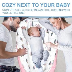 img 1 attached to 🐘 Переносная детская колыбель Abreeze Premium Baby Nest: слоново-серый инфант-лежак для совместного сна - супермягкая и дышащая кроватка для новорожденных с 100% хлопковым чехлом, идеальна с 0 до 24 месяцев.