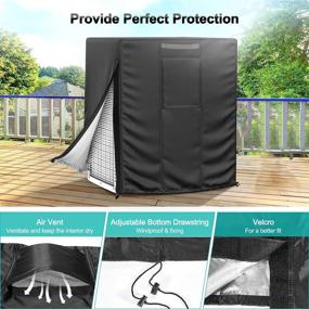 img 1 attached to 🌬️ BROSYDA Central Large Air Conditioner Cover: Waterproof & Windproof Outdoor AC Unit Protection in Black (32"x32"x36" Inch)