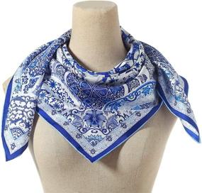 img 2 attached to 🧣 Square Silk Scarf for Women - 100% Pure Silk Head Scarf for Hair, Hand Rolled Edges - 35''x35''