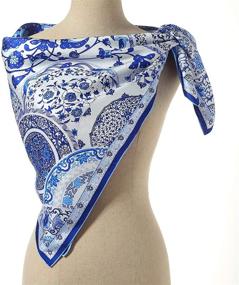 img 3 attached to 🧣 Square Silk Scarf for Women - 100% Pure Silk Head Scarf for Hair, Hand Rolled Edges - 35''x35''