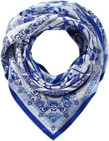 img 4 attached to 🧣 Square Silk Scarf for Women - 100% Pure Silk Head Scarf for Hair, Hand Rolled Edges - 35''x35''