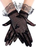 🧤 lace floral bow gloves for girls - elegant tea party, formal princess dress accessories for wedding, pageant logo